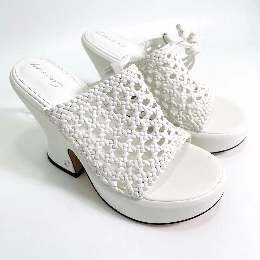 Sam Edelman Paislie White Woven Ankle Tie Platform Sandals Sz 7.5 NEW